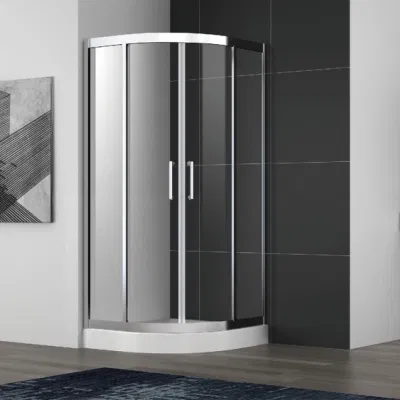 Stainless Steel Shower Door Sliding Shower Enclosure with Frame and Double Handles Shower Room Cubicle with Tray