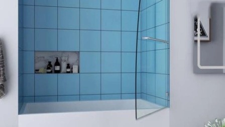 Bathroom Bathtub Bath Screen Frameless Hinged Glass Panel Shower Door Shower Screen